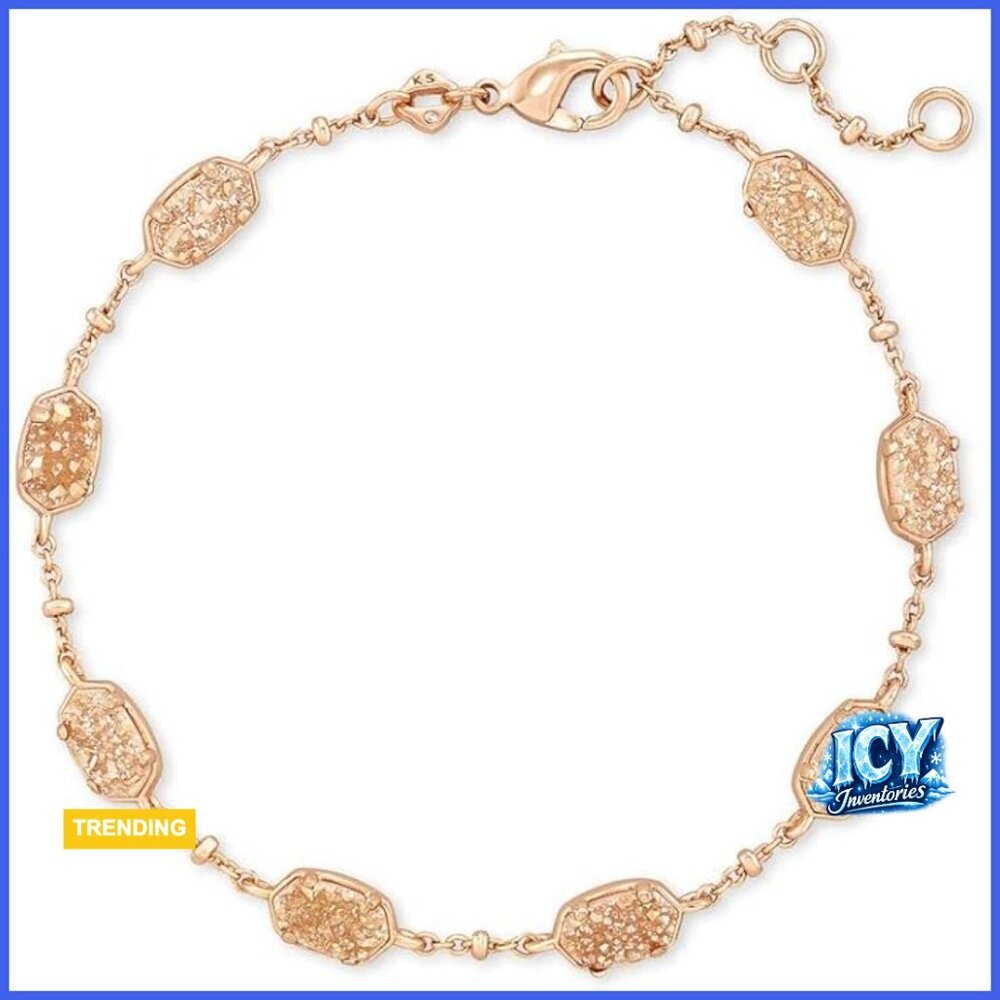 Rose Gold Plated Brass Link Bracelet with Quartz Stone